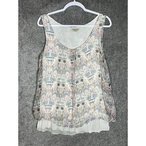 Via Signoria Silk Sleeveless Flowy Tunic Tank Top Womens Size Medium Lined Italy